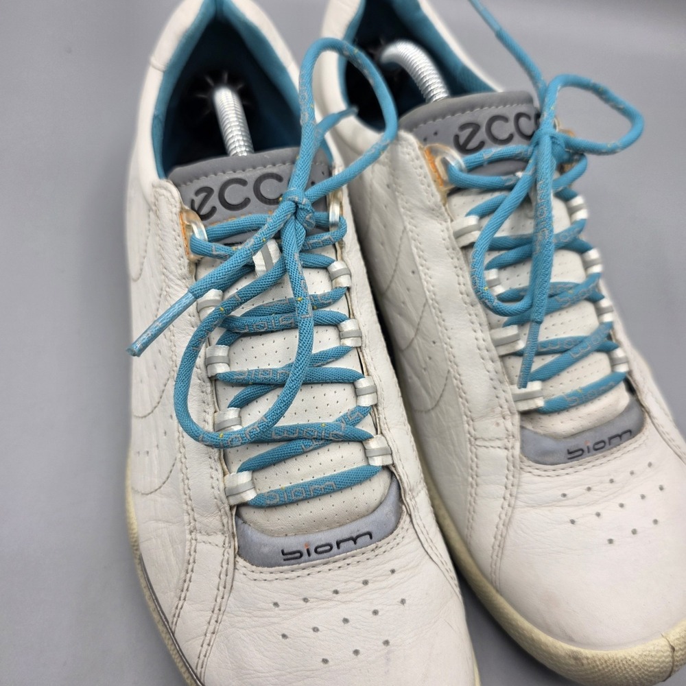 Ecco Biom Golf Shoes Womens 40 White Leather Hyrdomax Spikeless‎ Lace Up - Picture 2 of 15